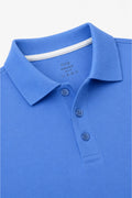 IVAR Pastel Blue Airloop Polo - Close-Up Collar Detail - IVAR Clothing