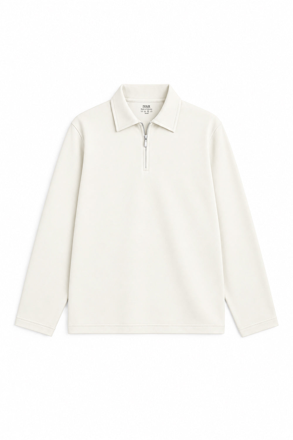 Ivar Airloop White Zipper Polo, flat lay front view