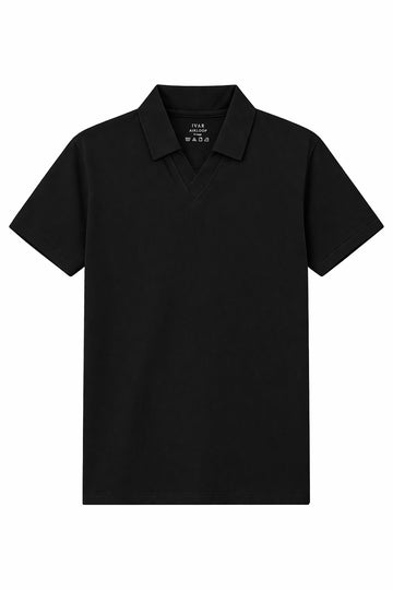 IVAR® Airloop Black Johnny Collar Polo