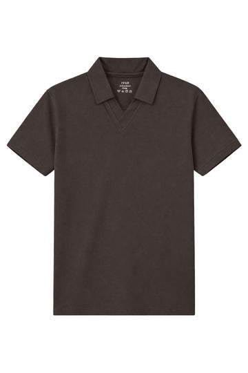 IVAR® Airloop Dark Brown Johnny Collar Polo