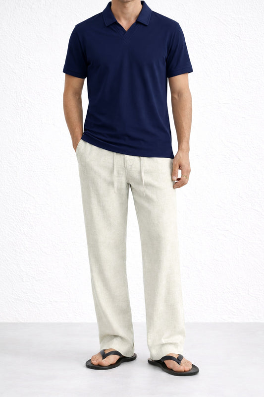 IVAR® Airloop Navy Johnny Collar Polo