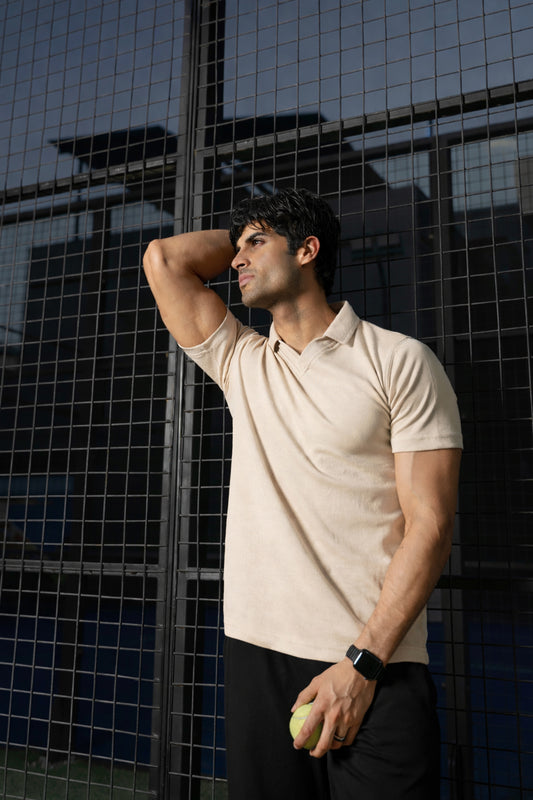 IVAR® Airloop Beige Johnny Collar Polo