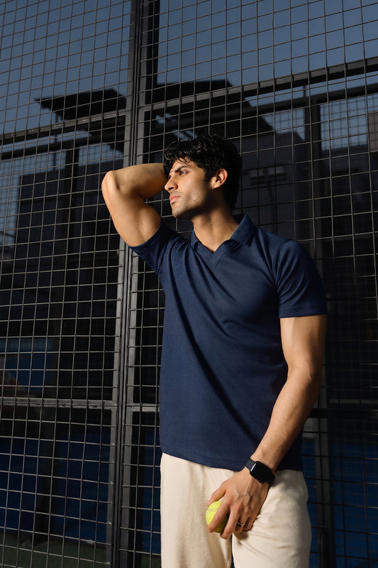IVAR® Airloop Navy Johnny Collar Polo