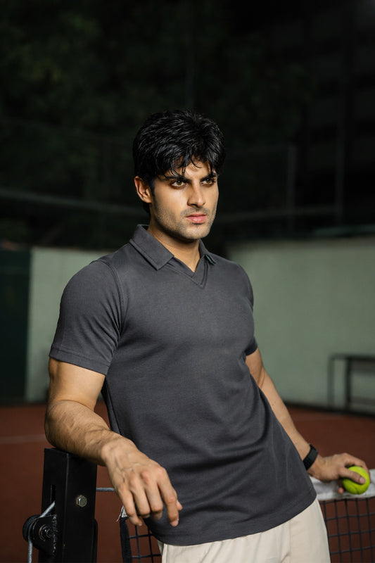 IVAR® Airloop Steel Grey Johnny Collar Polo