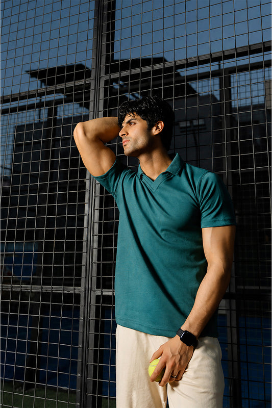IVAR® Airloop Teal Green Johnny Collar Polo