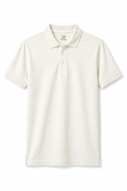 IVAR White Airloop Polo, flat lay front view
