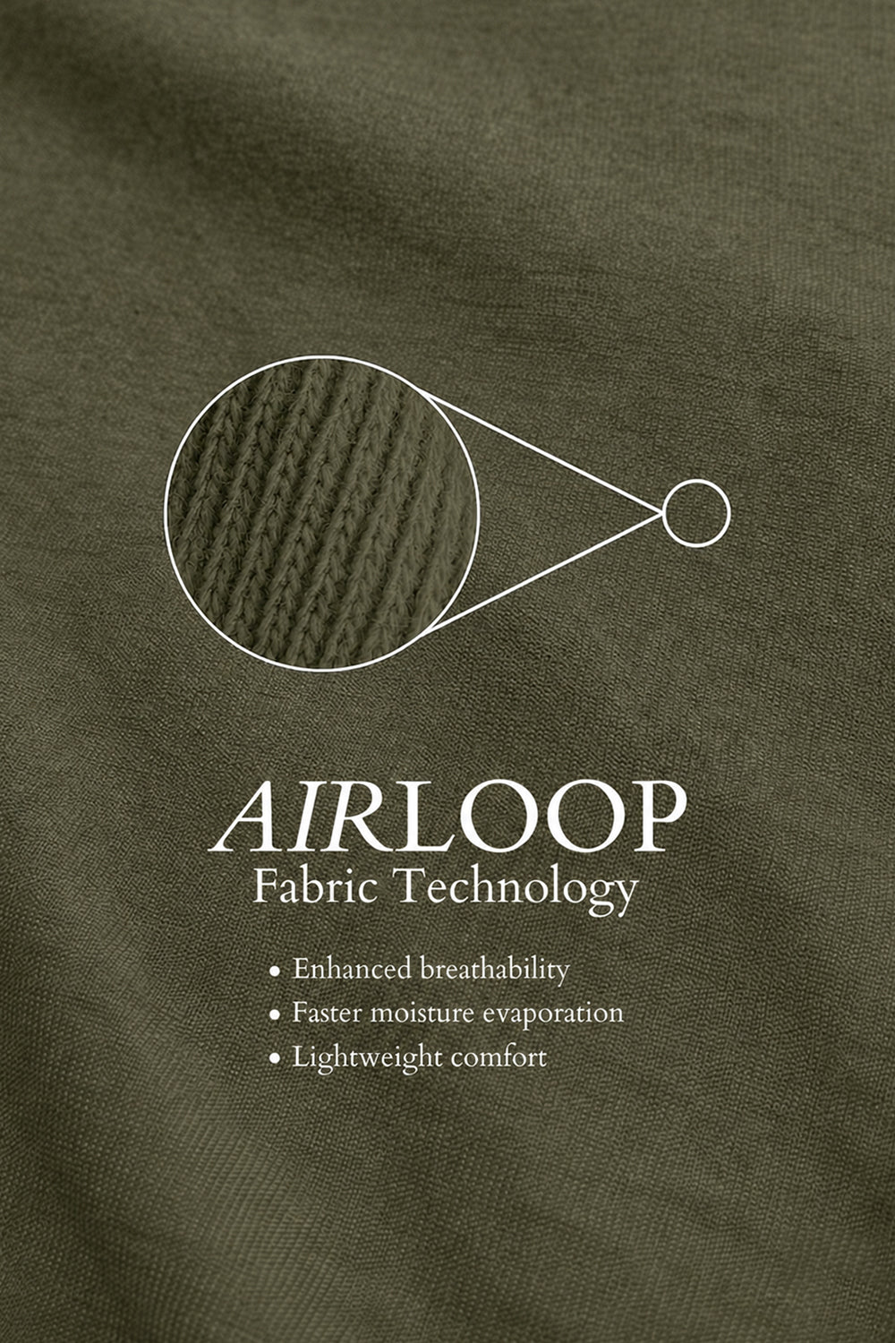IVAR Airloop Olive Full Sleeve Henley - Airloop Fabric Swatch - IVAR Clothing