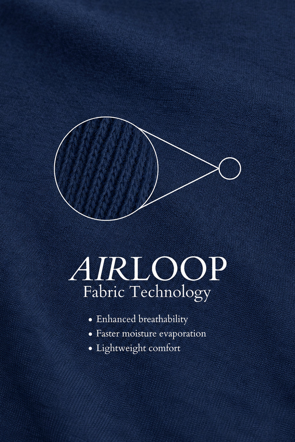 IVAR Airloop Navy Full Sleeve Henley - Airloop Fabric Swatch - IVAR Clothing