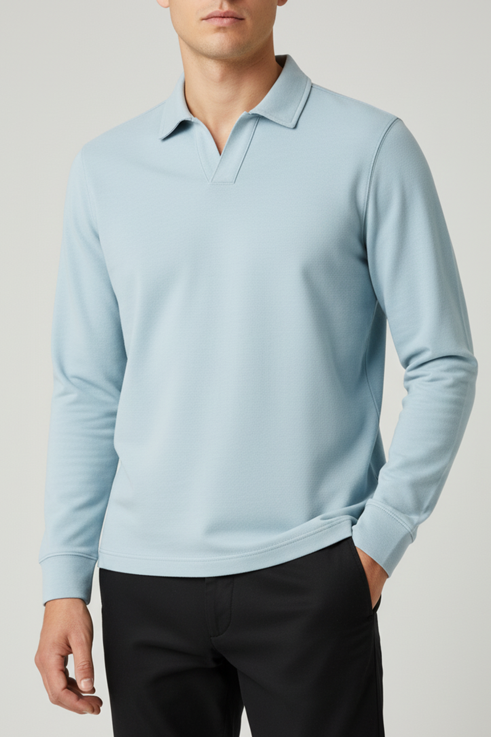 IVAR® Alpine Blue Full Sleeve Johnny Collar Polo