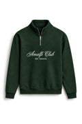 IVAR Deep Forest Amalfi Quarter Zipper with Amalfi Club chest lettering, flat lay front view