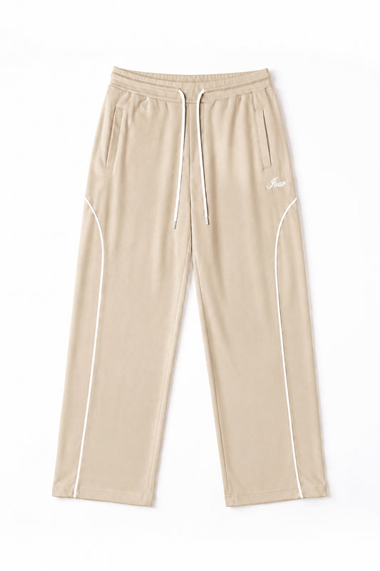 IVAR Beige Arc Track Pants - Flat Lay - IVAR Clothing