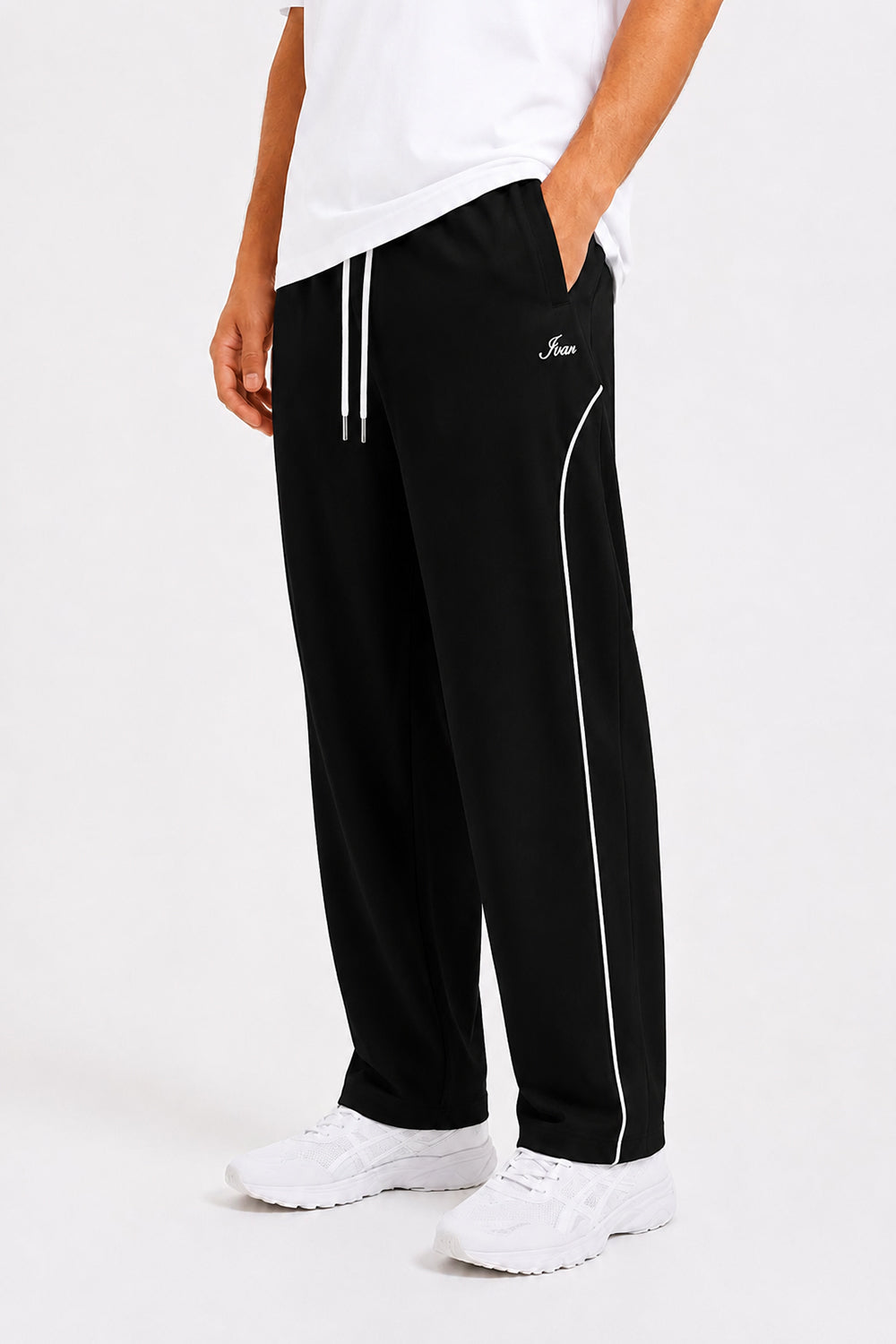 IVAR Black Arc Track Pants - Styled Outfit View - IVAR Clothing