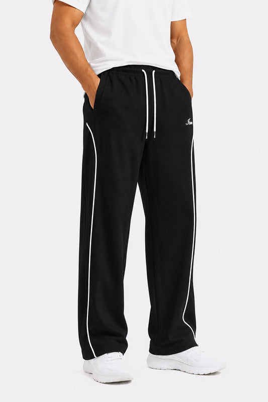IVAR Black Arc Track Pants - Full Length Model View - IVAR Clothing