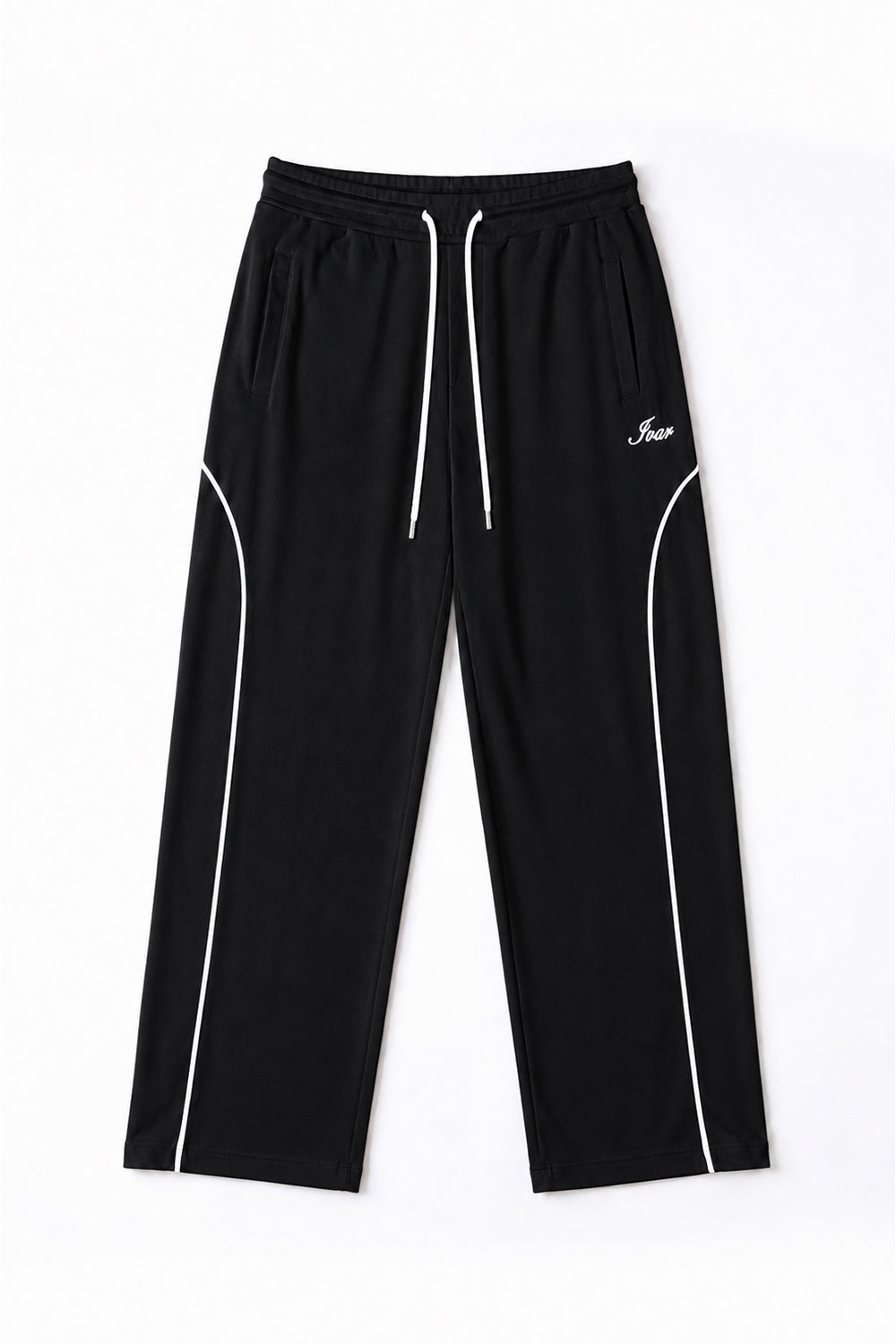 IVAR Black Arc Track Pants - Flat Lay - IVAR Clothing