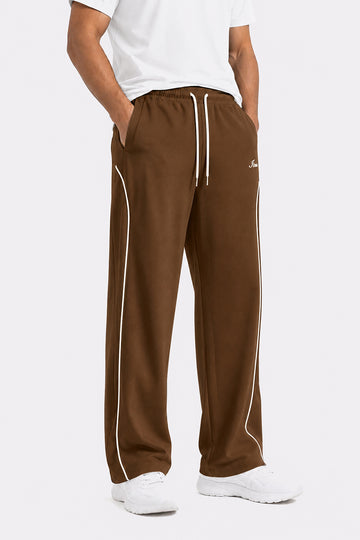 IVAR Brown Arc Track Pants - Full Length Model View - IVAR Clothing