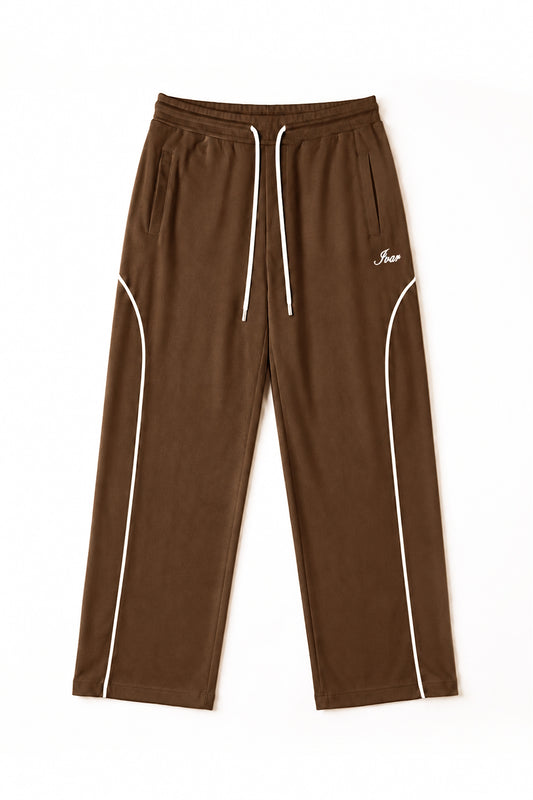 IVAR Brown Arc Track Pants - Flat Lay - IVAR Clothing