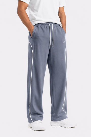 IVAR Grey Flannel Arc Track Pants - Full Length Model View - IVAR Clothing