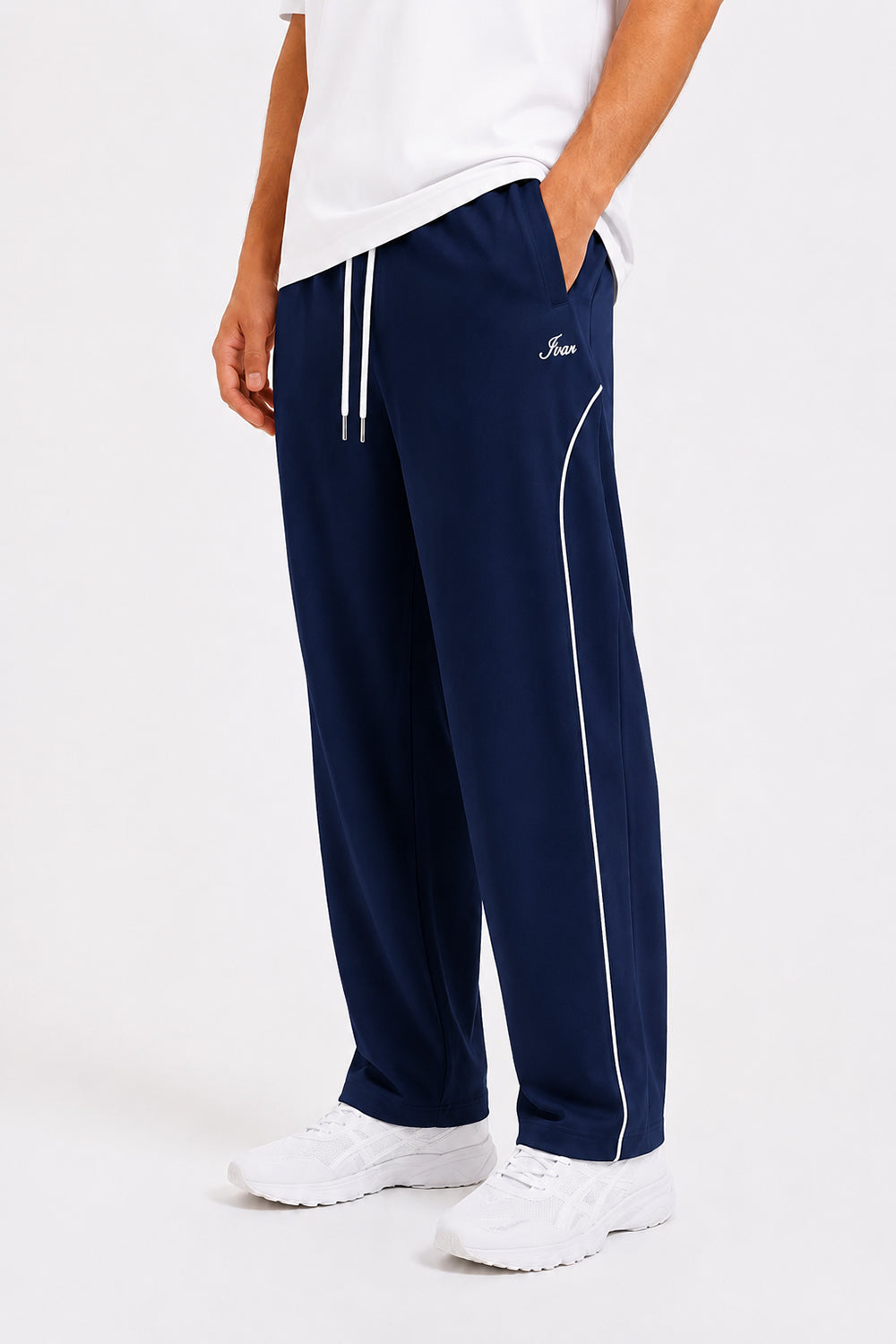 IVAR Navy Arc Track Pants - Styled Outfit View - IVAR Clothing