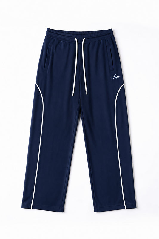 IVAR Navy Arc Track Pants - Flat Lay - IVAR Clothing