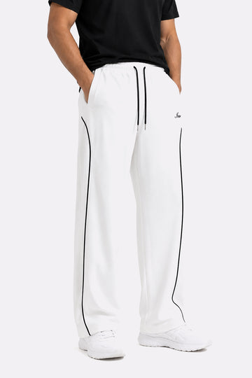 IVAR White Arc Track Pants - Full Length Model View - IVAR Clothing