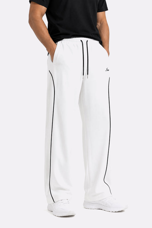 IVAR White Arc Track Pants - Full Length Model View - IVAR Clothing