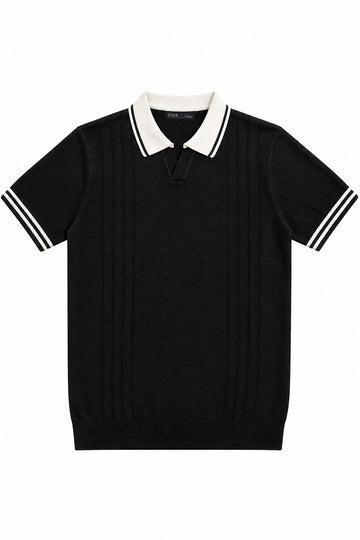IVAR® Black Monaco Flat Knit Polo