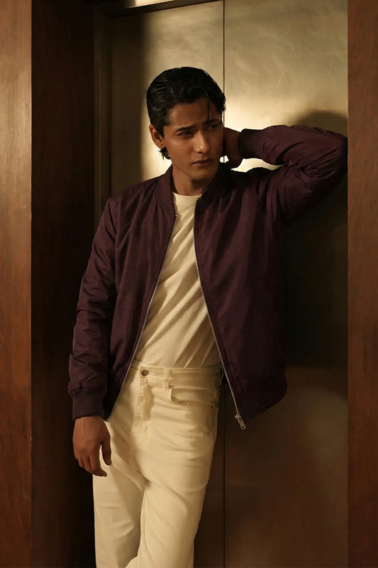 IVAR® Burgundy Windshell Bomber Jacket