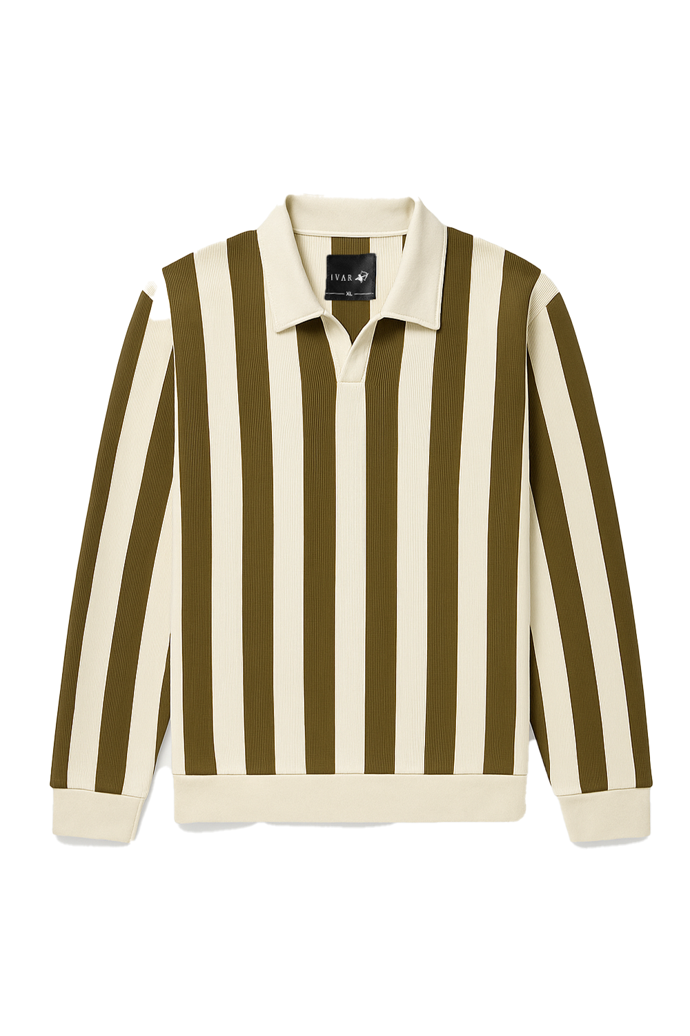 IVAR® Olive Textured Striped Polo sweater