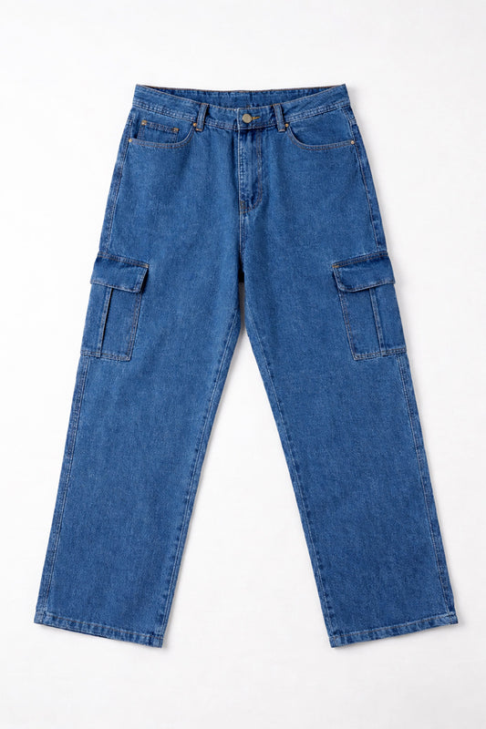 IVAR® Straight Fit Mid Blue Denim Cargos