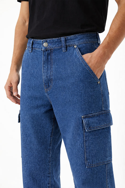 IVAR® Straight Fit Mid Blue Denim Cargos