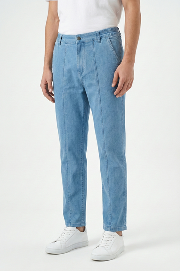 IVAR® French Terry Light Blue Pleated Denim