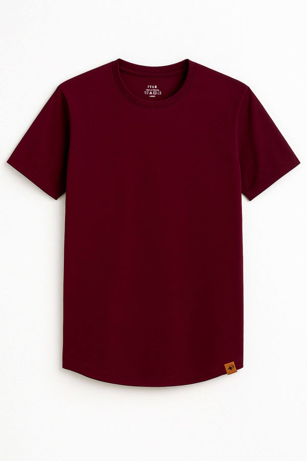 IVAR® Luxeknit Maroon shirt (Curved Hem design)