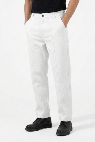 IVAR® French Terry Off White Pleated Denim