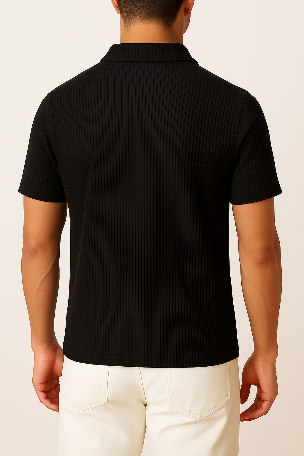 IVAR® Black Ribbed Johnny Collar Polo
