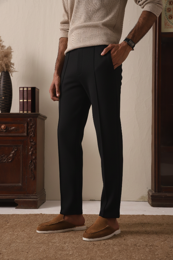 IVAR® Black Stapered Knitted Pants