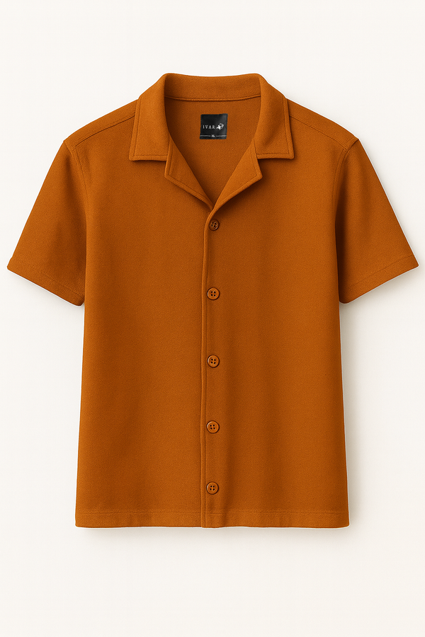IVAR® Burnt Orange Cuban Collar Shirt