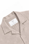 IVAR Beige Bartack Cuban Collar Shirt - Close-Up Collar Detail - IVAR Clothing