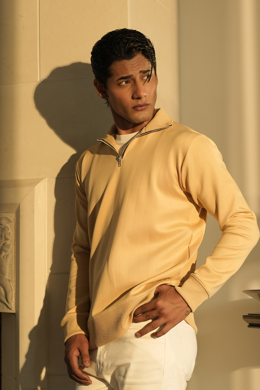 IVAR® Beige Scuba Drop Needle Quarter Zipper