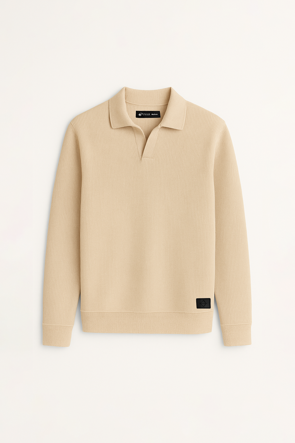 IVAR® Beige Johnny Collar Ribline Polo