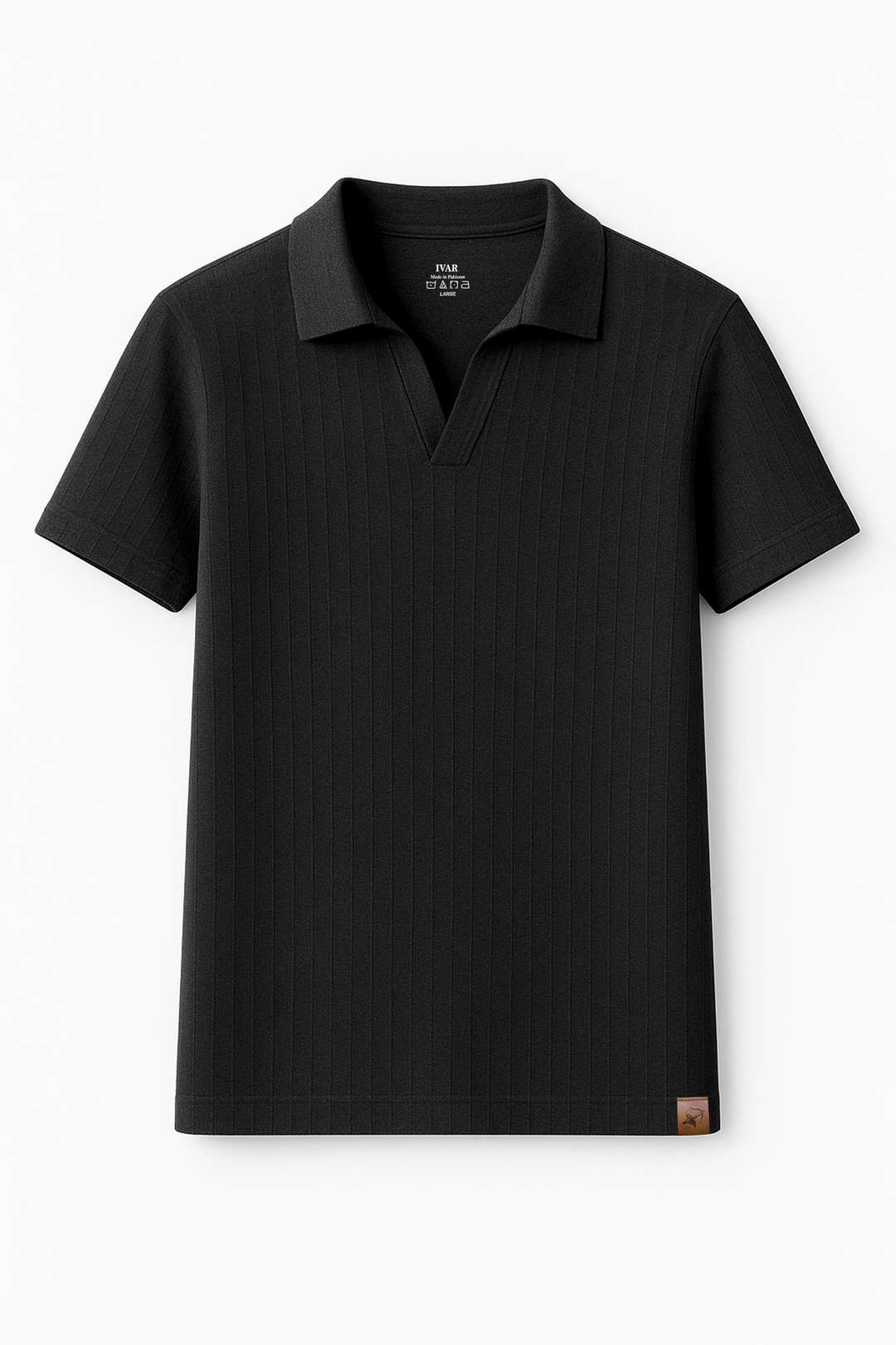 IVAR® Black Drop Needle Johnny Collar Polo