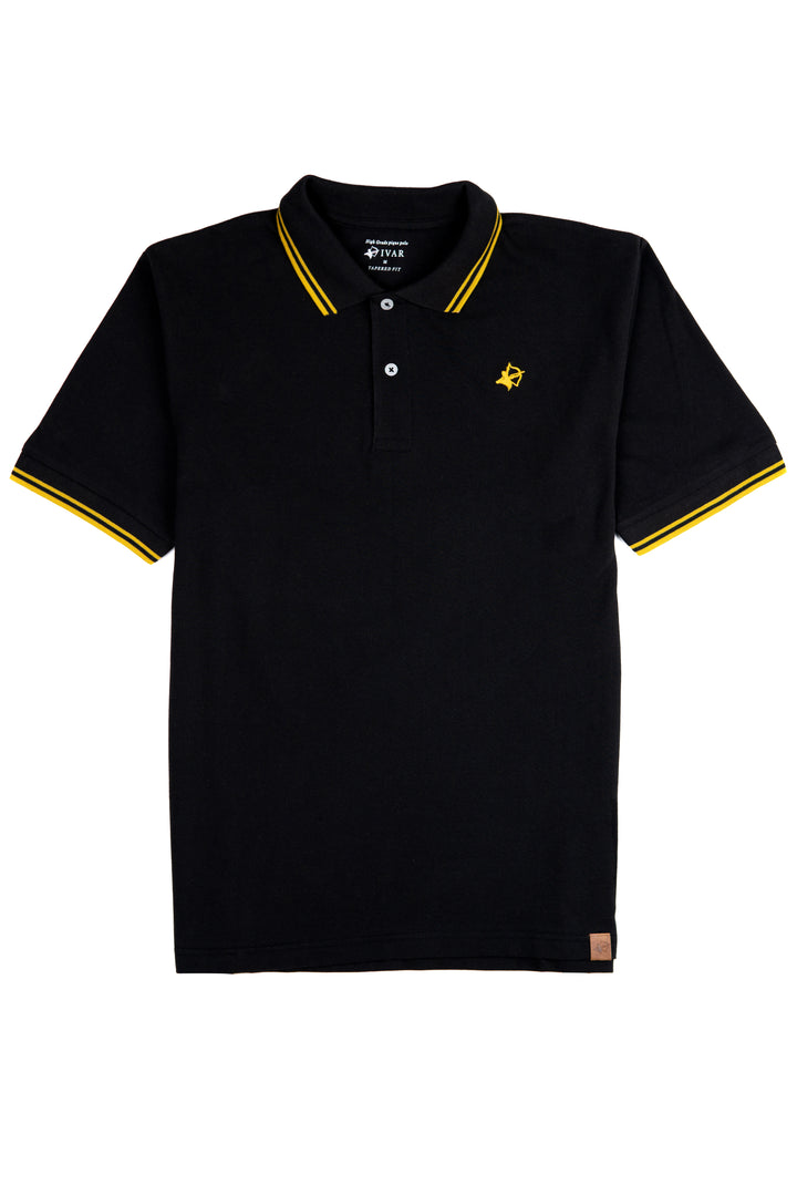 IVAR® Black with Gold Rib Polo