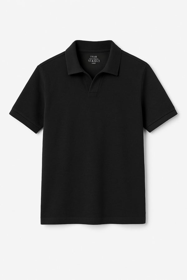 IVAR® Black Johnny Collar Polo