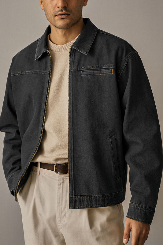 IVAR® Oversized Black Denim Zipper