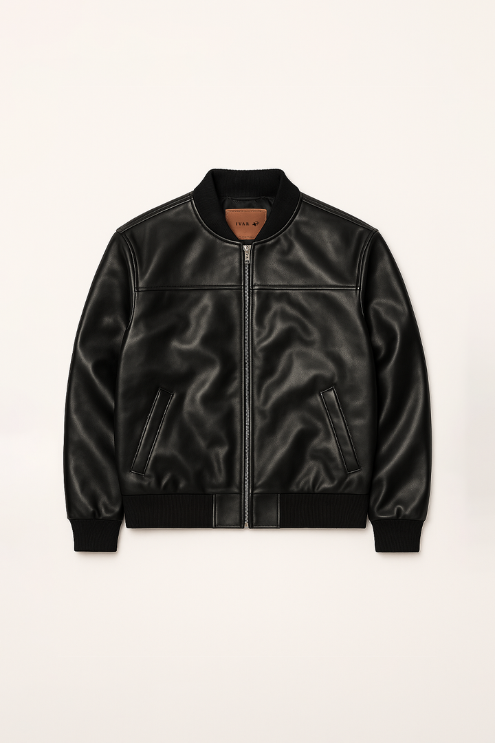IVAR® Legacy Black Leather Bomber Jacket