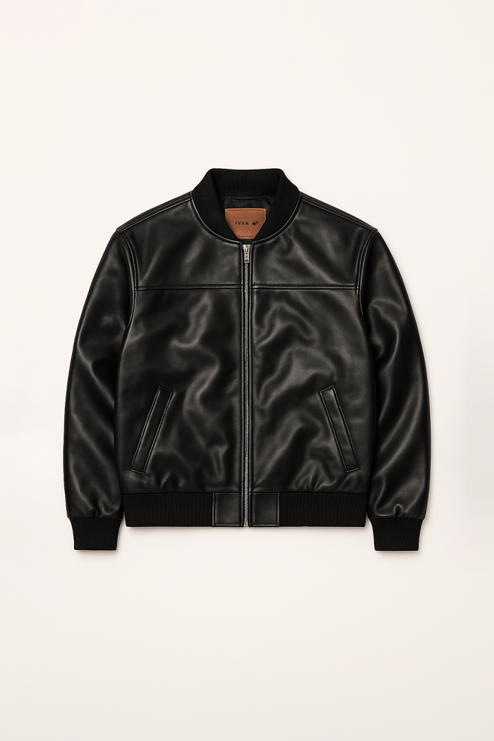 IVAR® Legacy Black Leather Bomber Jacket