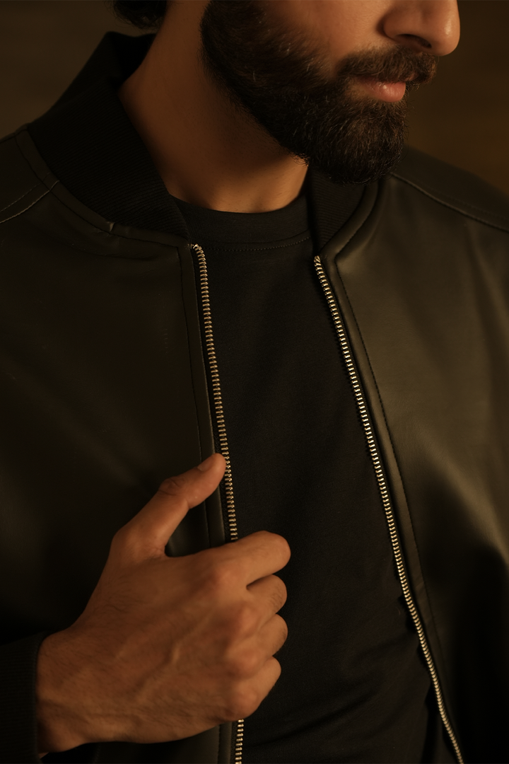 IVAR® Legacy Black Leather Bomber Jacket