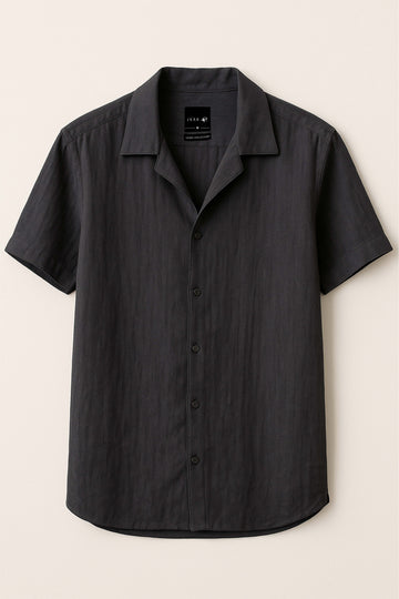 IVAR® Black Cuban Collar Shirt