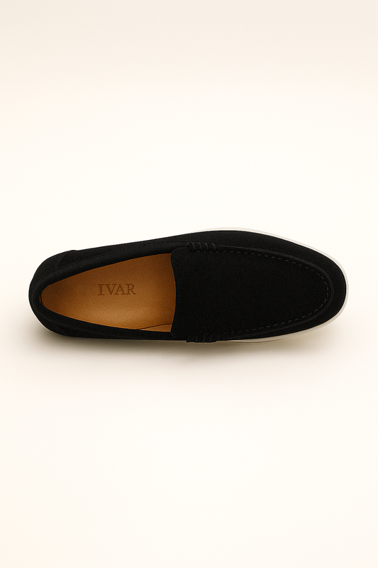 IVAR® Black Suede Loafers