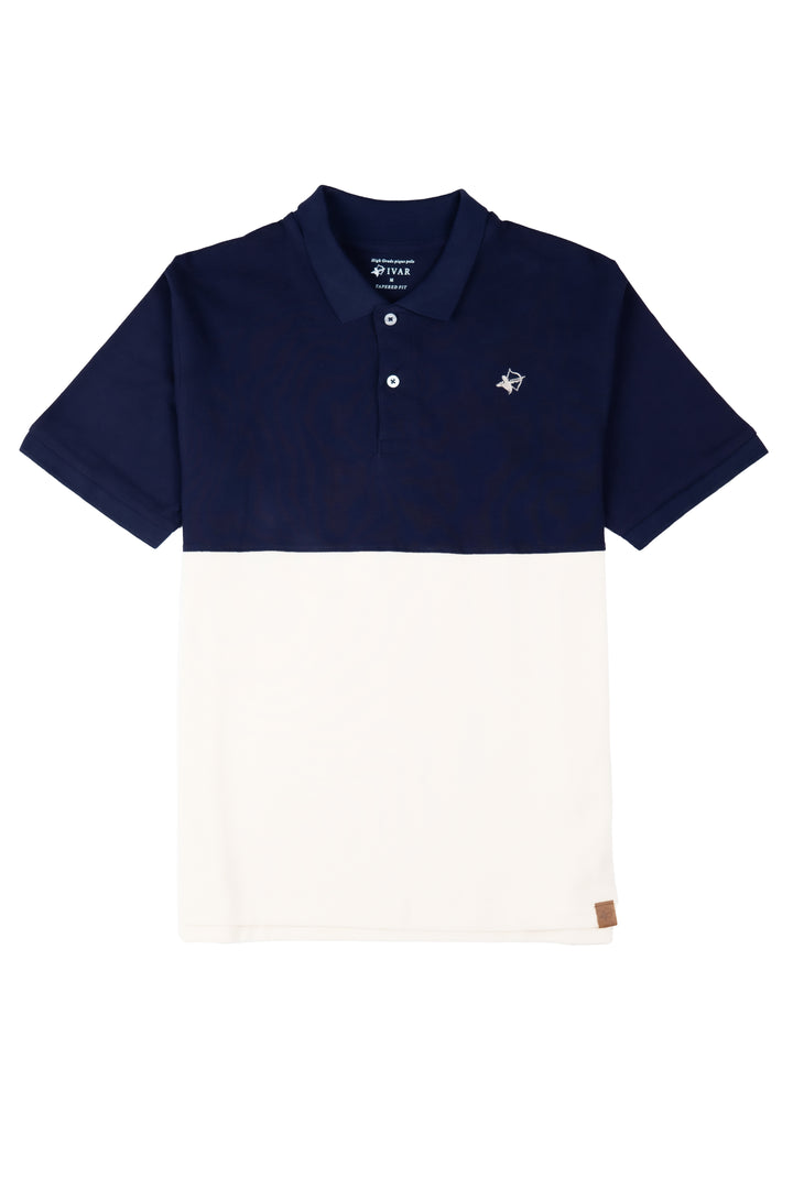 IVAR® Navy & White Duo Tone Polo