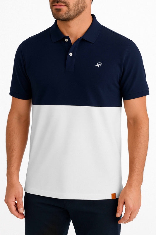 IVAR® Navy & White Duo Tone Polo